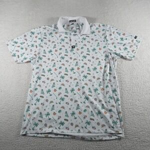 Bad Birdie Golf Polo Men's 2XL Cocktails All Over Print White Performance